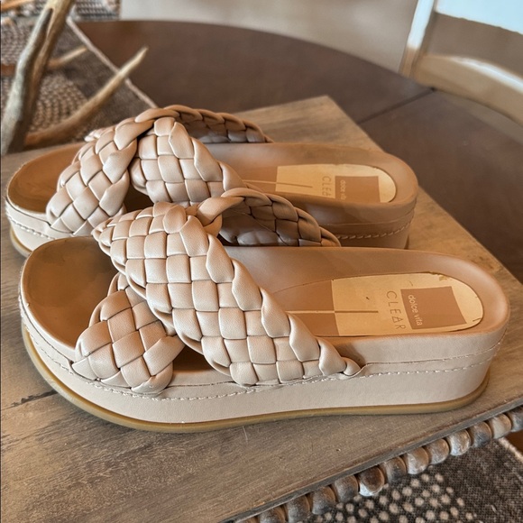 Dolce Vita Wrenly Women's tan / nude color Woven Slide Sandals - Picture 3 of 7